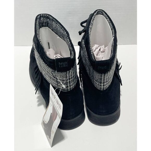 Muk Luks Lynsey Water Resistant Winter Boots Wool Glenn Plaid‎ Detail Black 11 - Picture 5 of 12